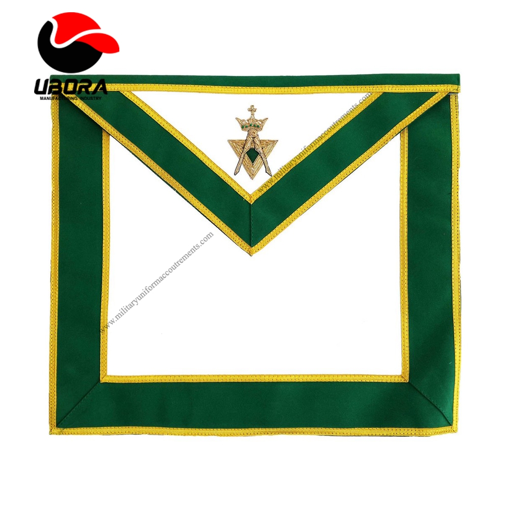 Allied Masonic Degree AMD Past Sovereign Master Apron Hand Embroidered Green Motif